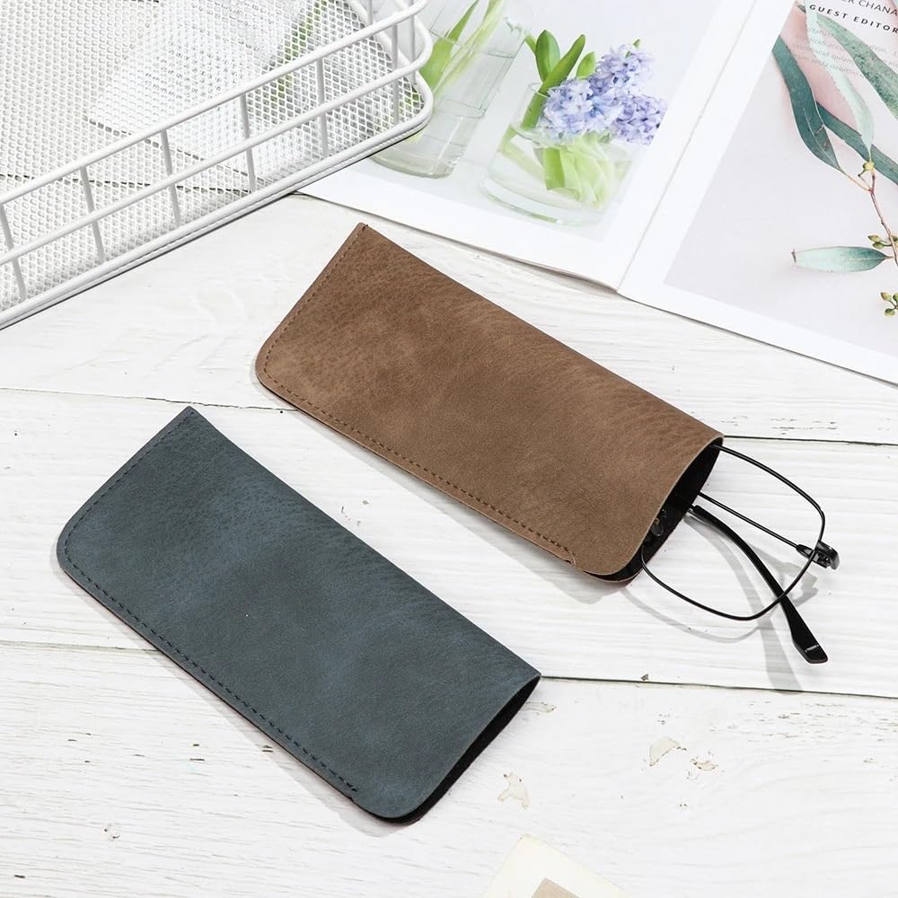 2/4/6 bolsas de cuero suave para gafas de lectura, impermeables, sólidas, bolsas de almacenamiento simples para gafas de sol (gris, 4 piezas), gris, Talla única