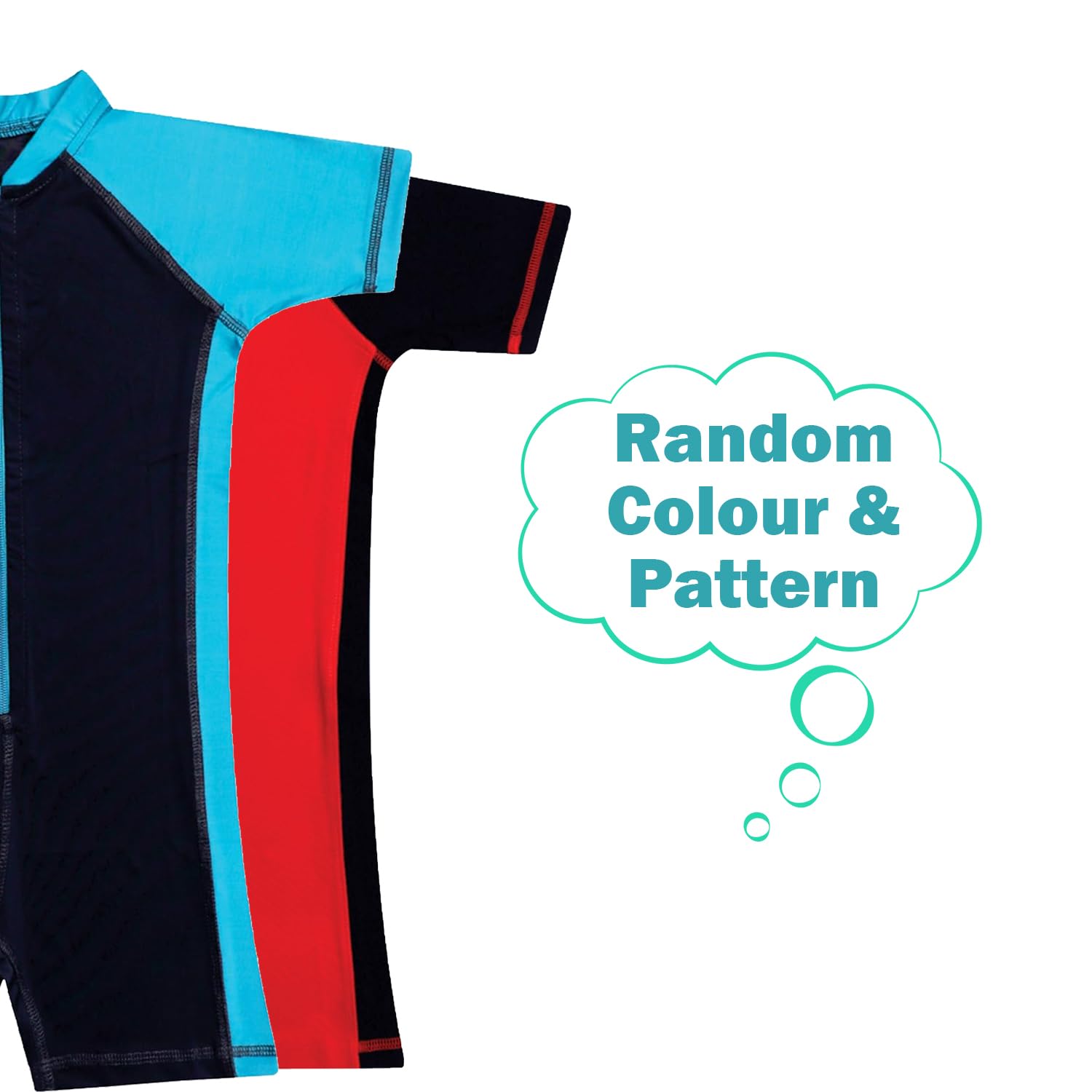 HACER Jumpsuit Plain Print Swimwear for Kids (12-13 Years) Unisex Swimming Costume Short Sleeve Knee Length Swimsuit One Piece Baby Suit (34, Random Colour) Black Navy Blue 3