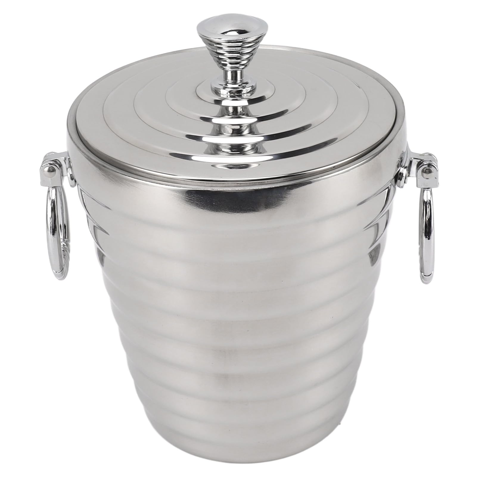 Eiskübel, Weinkühler aus Edelstahl, Getränkekühler mit Doppelwand, Deckel und Zange, Ideal für Bar, Party und KTV (2L)