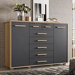 Cômoda 2 Portas 7 Gavetas Fontana Albatroz Móveis Nature/titanium