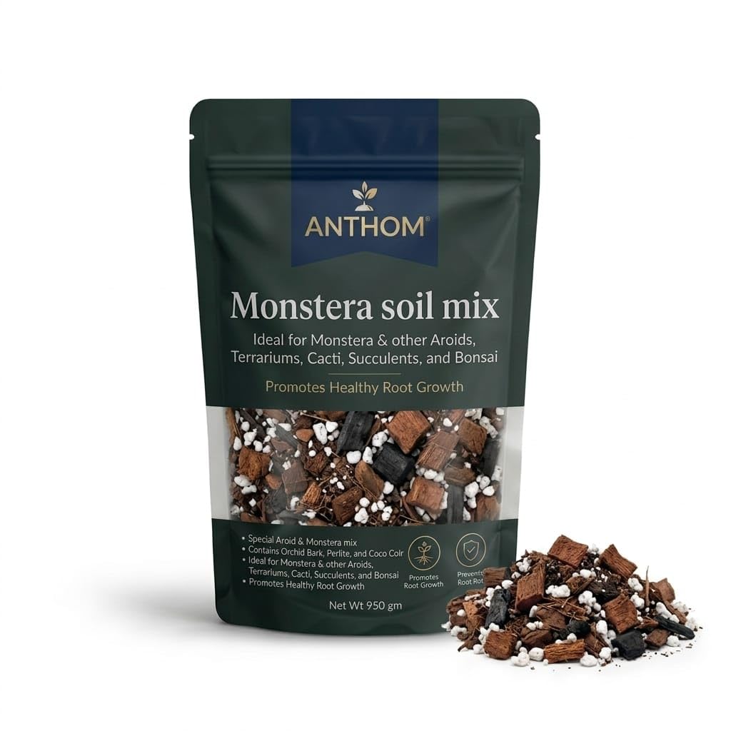 ANTHOM Premium Monstera Potting Soil | Quick Draining, Nutrient Rich Living Aroid Soil for Fast Growth & Healthy Root Aeration | Organic Aged Bark, Coco Coir, Perlite, Worm Castings 950 GM-image-39