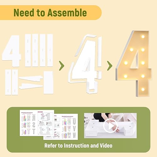 Miniatura 33 de Mixifox Letras V de marquesina de 3 pies, letras grandes iluminadas de 3 pies de alto con luces, letra de bebé grande para baby shower, boda