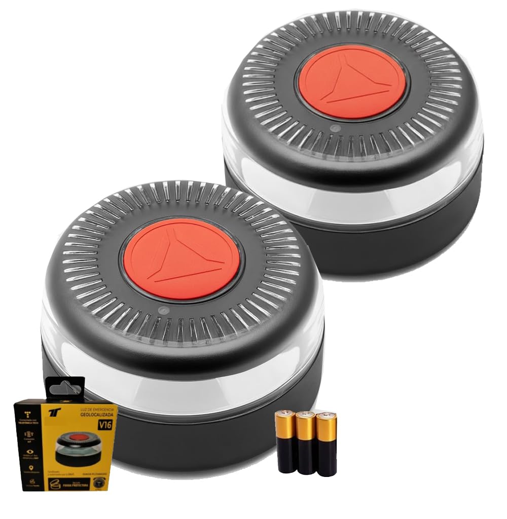 Suinga Pack 2 Luz de Emergencia coche V16 Homologada DGT con Geolocalización - Baliza v16 homologada dgt - v16 homologada dgt