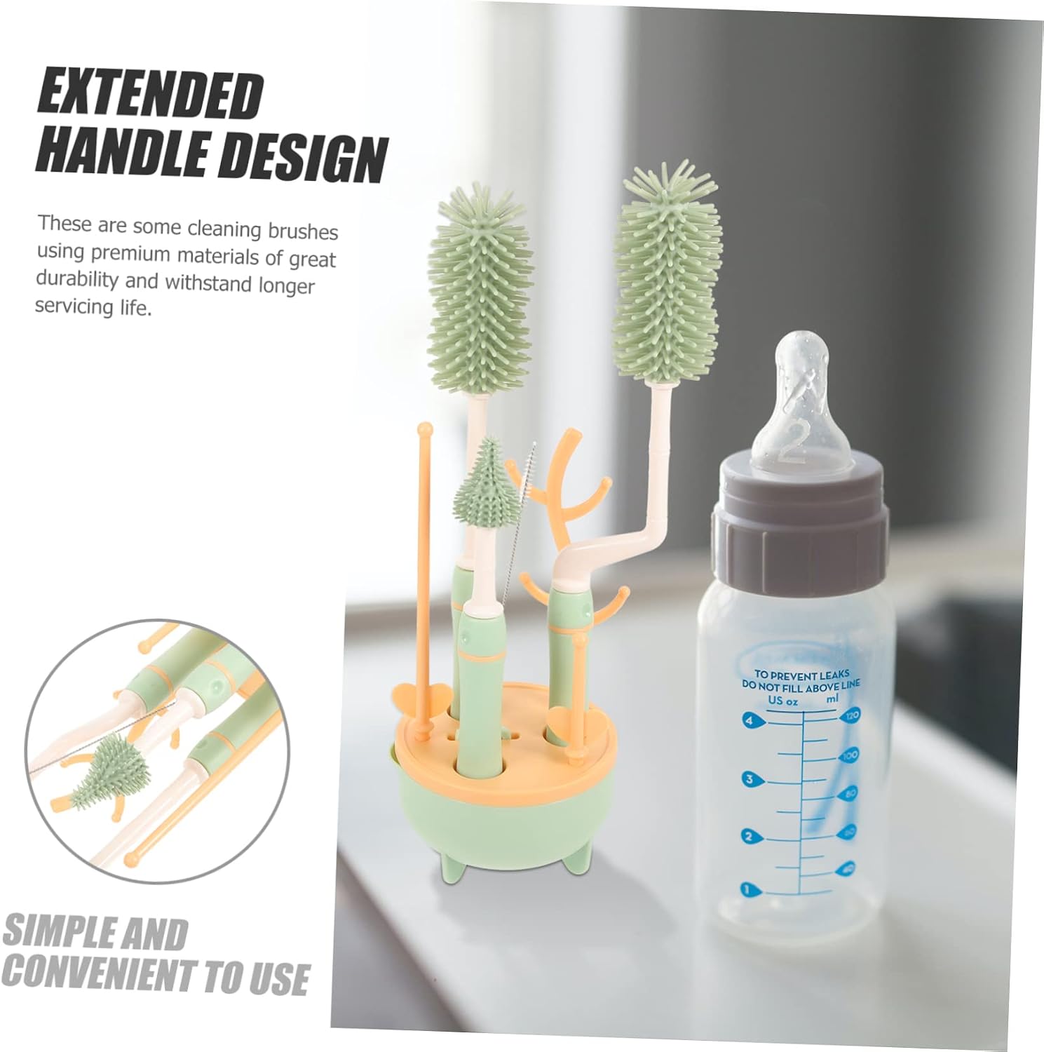 Bottle Brush and Straw Cleaner for Milk Bottles Travel Use