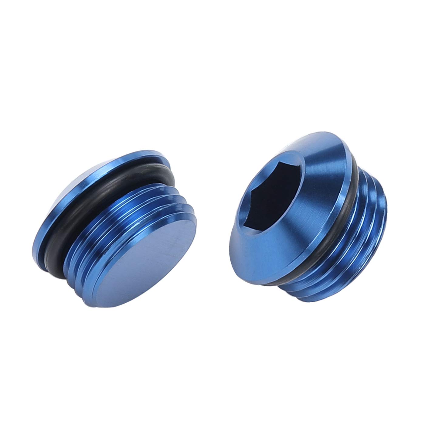 AC PERFORMANCE -8 AN Male Hex Head Socket ORB Port Plug Fitting Aluminum Blue, Pack of 2