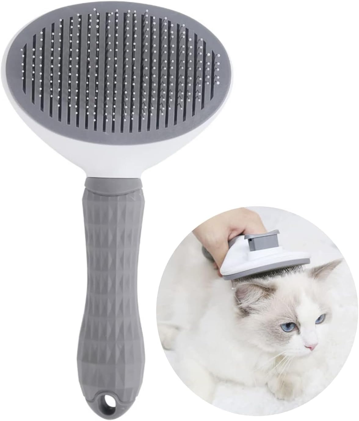 Pet Cat Brush for Shedding and Grooming, Dog Hair Removal Brush, Pet Groomer Shedding Grooming Tools Combs Rakes, Cats Brush for Short or Long Haired Removes Loose Hair & Tangles, grey