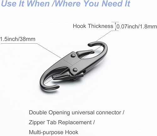 Miniatura 2 de Zpsolution Clips de mosquetón pequeños dobles  Clip de cremallera disuasorio contra robos  Tiradores de fijación cerrados  Reemplazo de tirador de