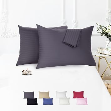 Vionel Home%100 Pamuk  izgili Saten Yast k K l f  | 50 x 70 cm 2li | Paket Antrasit