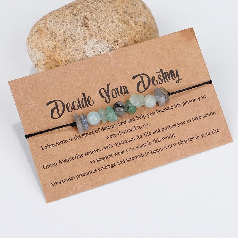 COLORFUL BLING Handmade Healing Chakra Beaded Bracelet with Spiritual Meaningful Card Crystal Natural Stone Strand Bracelet for Women Reiki Yoga Meditation Jewelry Protection Gifts - Image 5