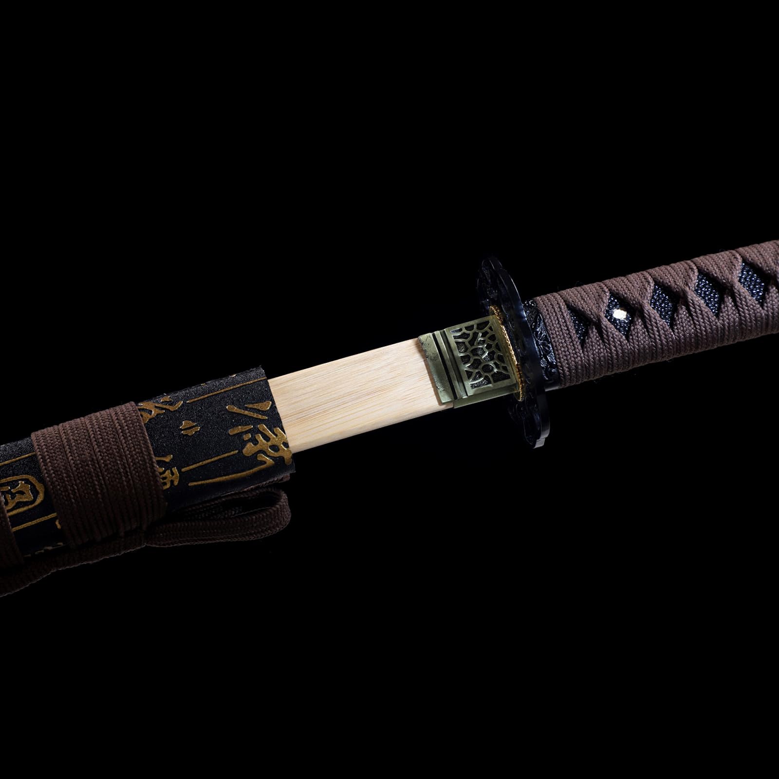 Katana de Madera Hecha a Mano de 103 cm,Vaina Envuelta en Cuero,Hoja Hecha de bambú,Espada samurái de Madera para Cosplay,Artes Marciales,Kendo,Accesorios,Entrenamiento,decoración