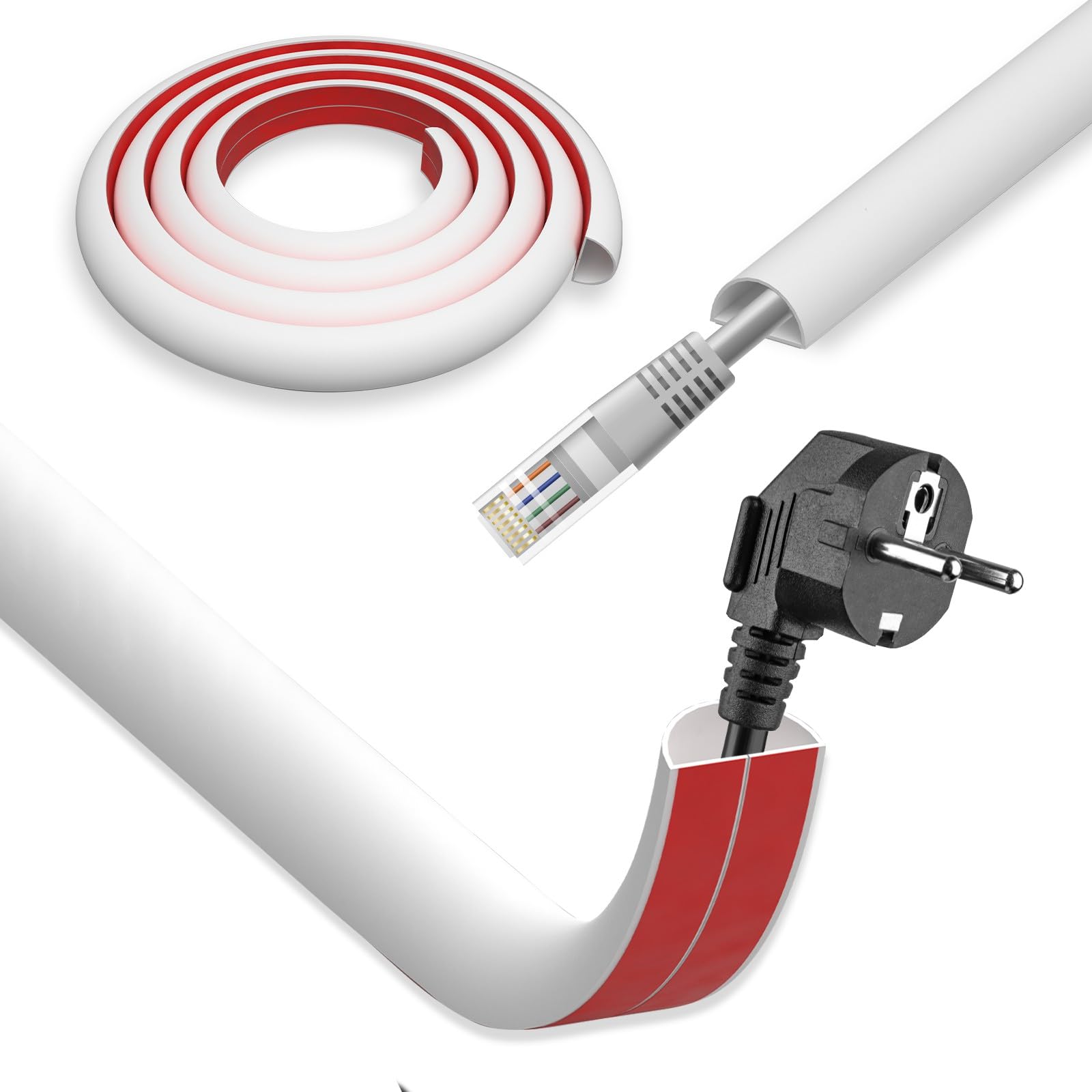 Canalina Passacavi Autoadesiva 3Mx3cm - Copricavi Flessibile Per Pavimento E Parete - Foto 2