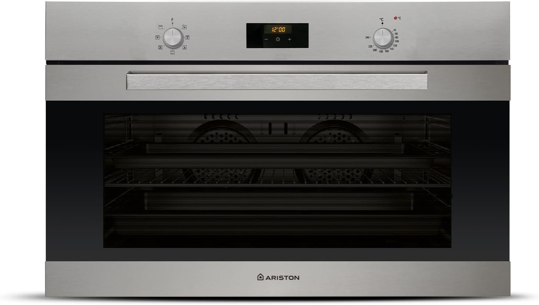 Ariston Built In 90cm Electric Oven, Electronic Controls With LED Display, Child Lock, Functions Includes Baking Grilling & Toasting, Maxi Cooking, Turbo Grill, Cooling Fan, Made In Turkey, MS5744IXA