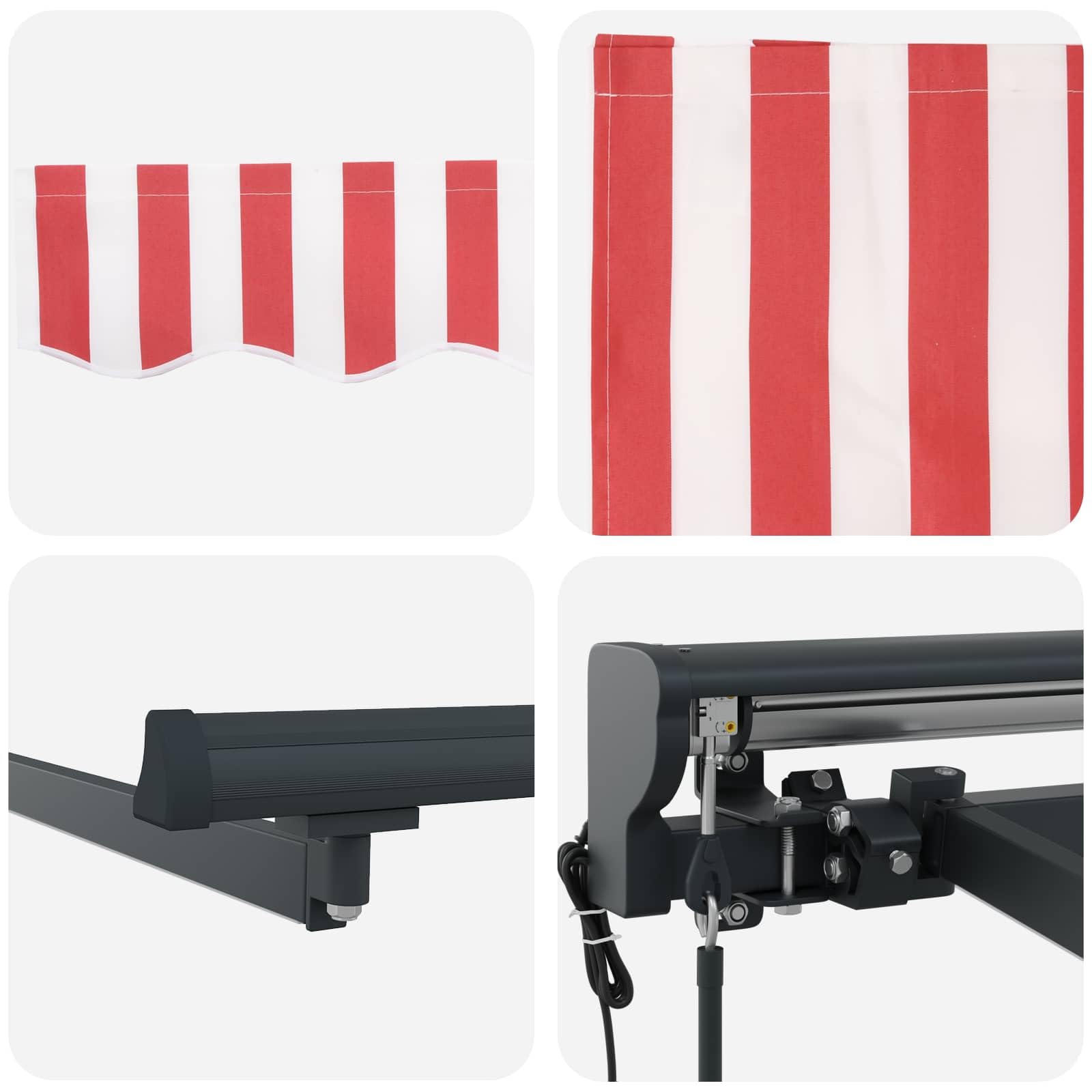 Tenda da Sole Elettrica, Poliestere, Rosso Bianco Antracite, 3 x 2.5 m