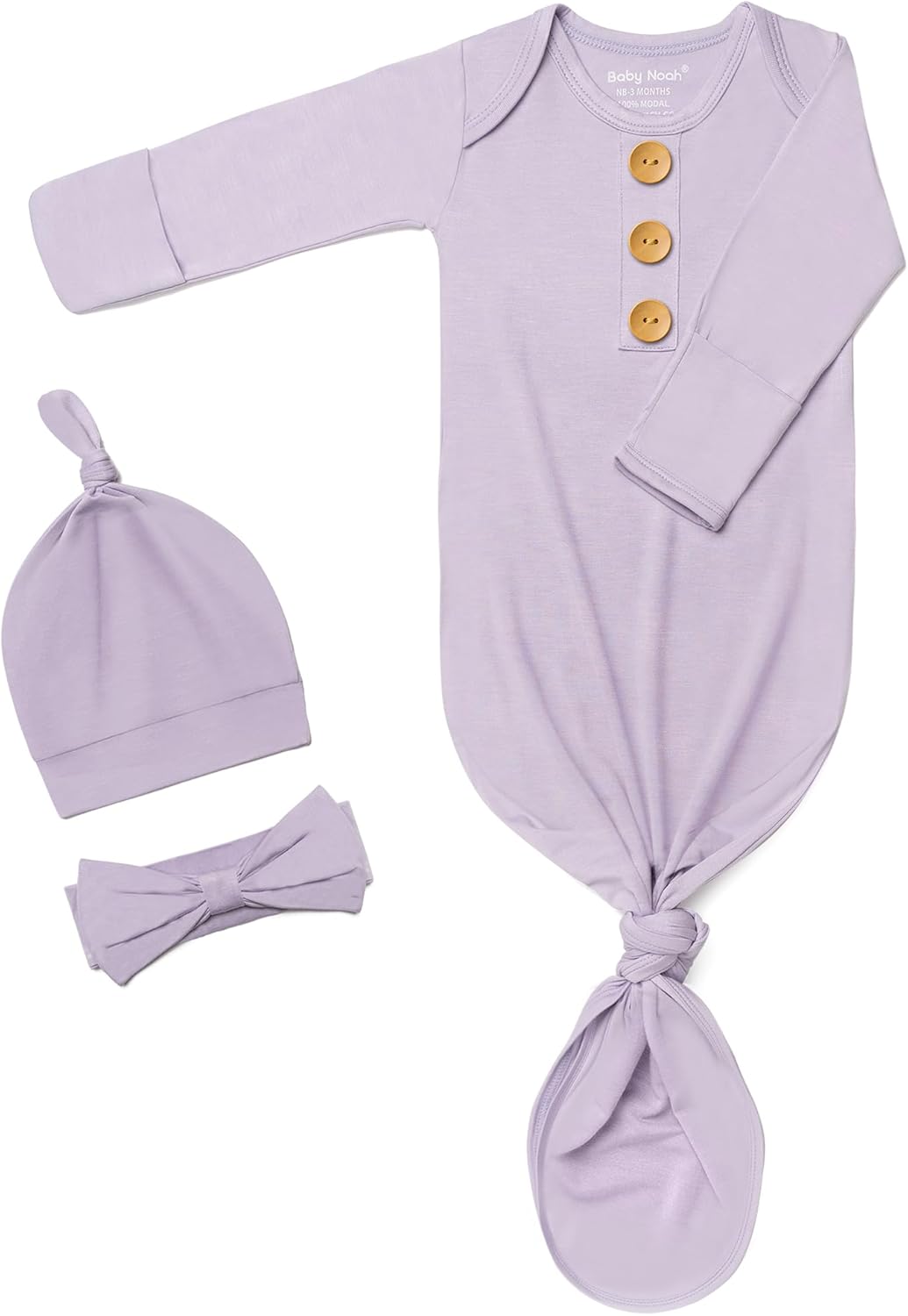 Newborn Baby Knotted Gown Clothes 0-3 Months, Infant Boy Girl Sleeper Outfits