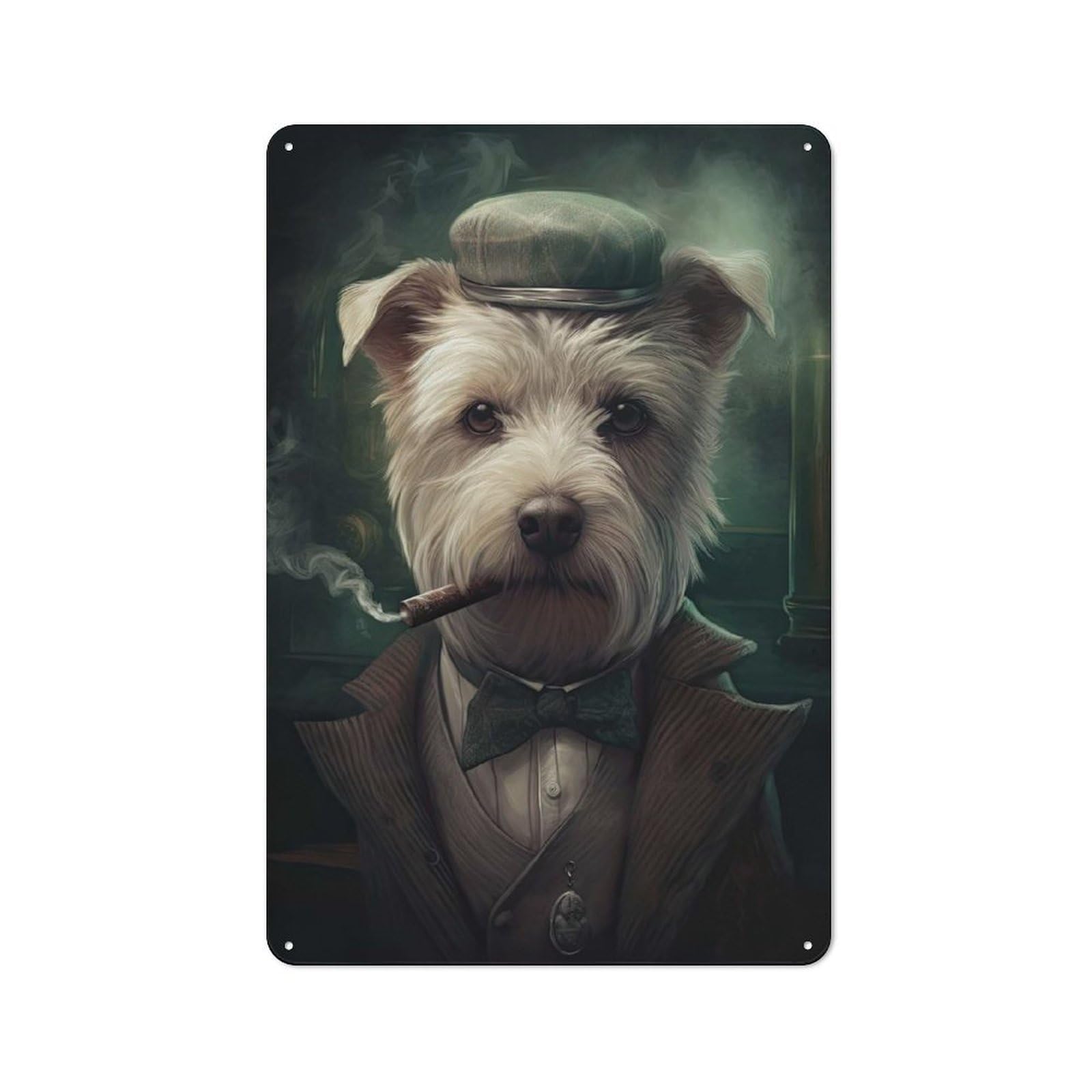Junmoney Westie Dog The Gangster Nostalgic Decorative Tin Sign 30X20cm, Vintage Wall Decor For Lounge, Study, Pub Or Wall Gallery