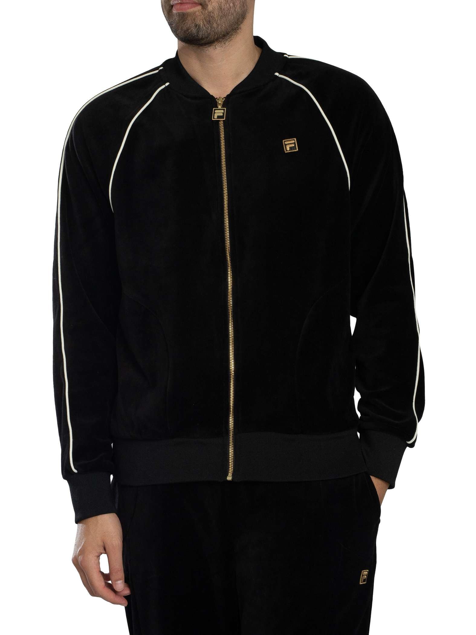 Fila Men's Black/Coconut Milk Fella Velour Jacket, L