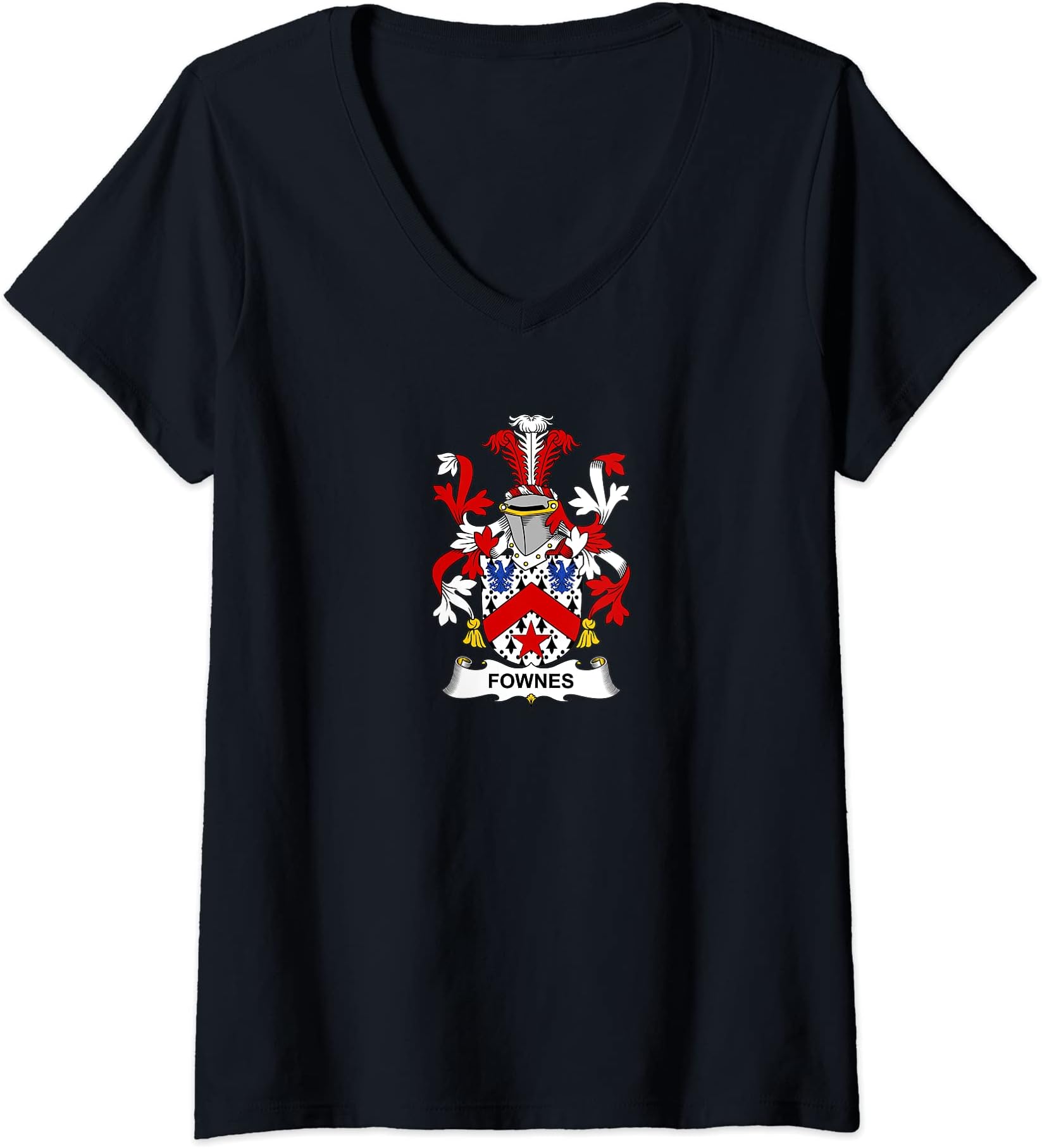 Womens Fownes Coat of Arms - Family Crest V-Neck T-Shirt