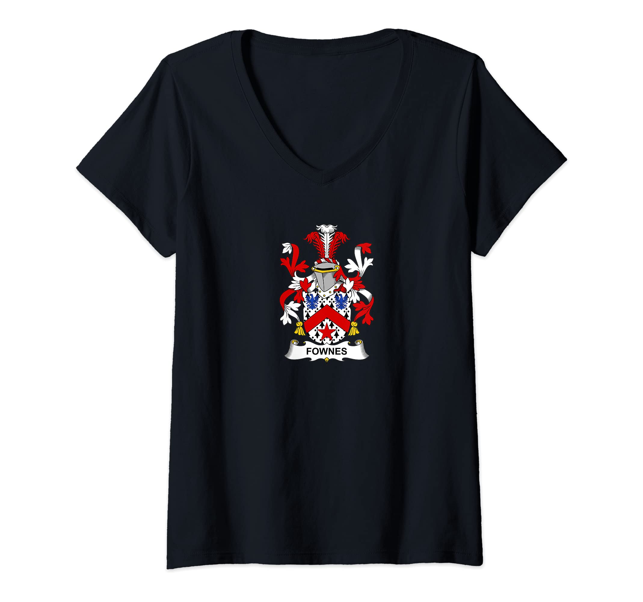 Womens Fownes Coat of Arms - Family Crest V-Neck T-Shirt