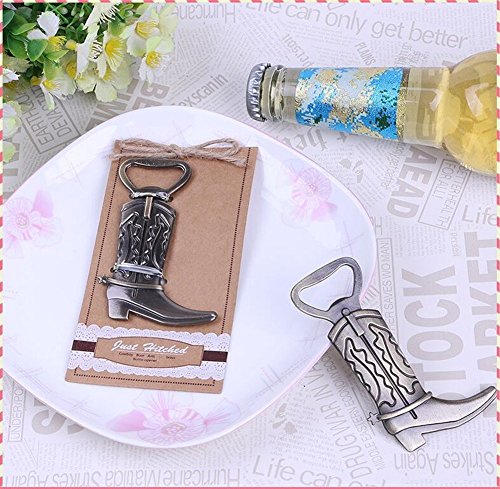 Youkwer 24 Pcs Unique Skeleton Cowboy Boots Shaped Bottle Opener With Escort Tag Card For Wedding Party Favors Gift & Decorations (Cowboy Boots，Bronze) #TOP3
