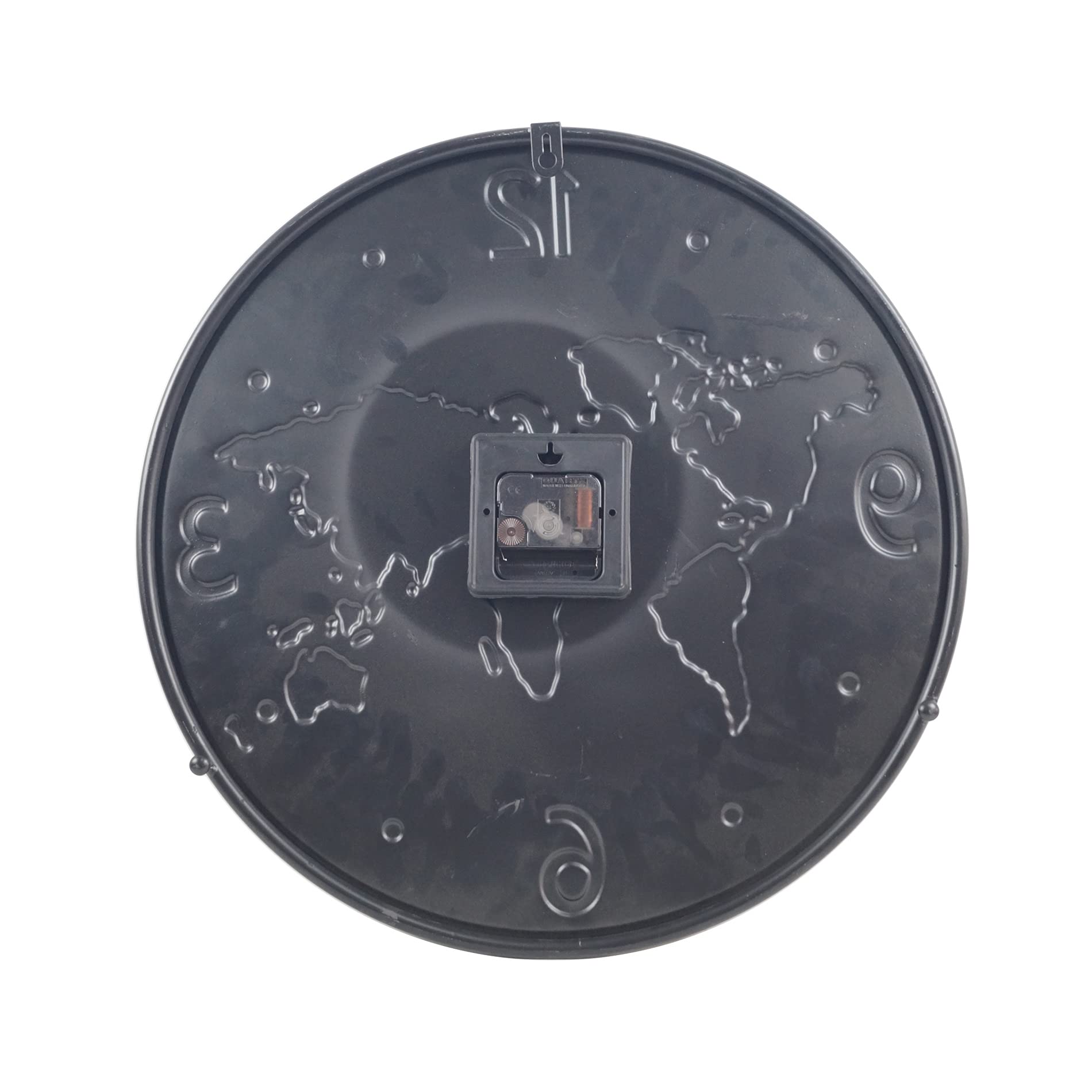 Rebecca Mobili Orologio Muro, Orologio Parete Metallo, Disegno Mondo, Grigio Scuro Marrone Rame, Tondo, Salotto Cucina - Diametro 45 cm x P 4,5 cm - Art. RE6597
