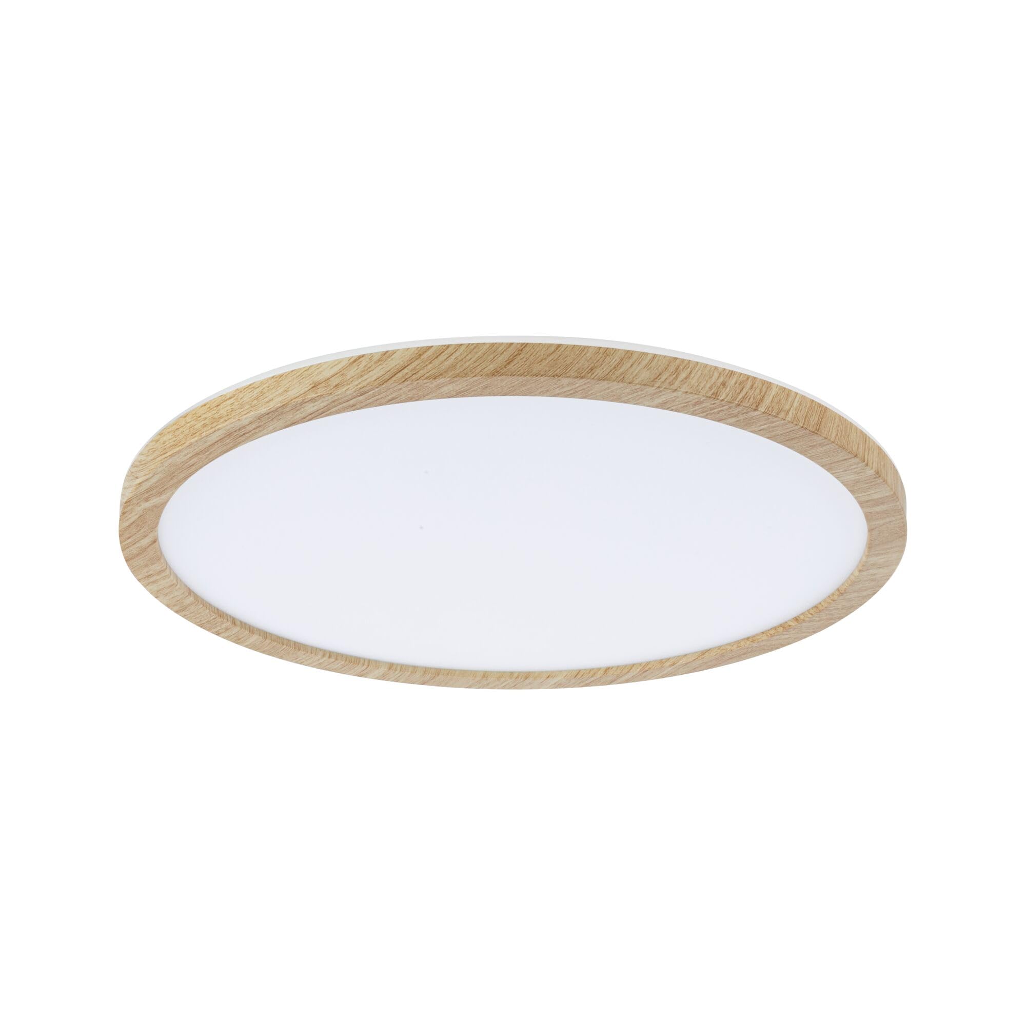 Paulmann 71028 Panel LED Atria Shine plafón con Backlight redondo IP44 16W 1600lm 293mm acabado madera plástico 3000K blanco cálido luminaria de baño