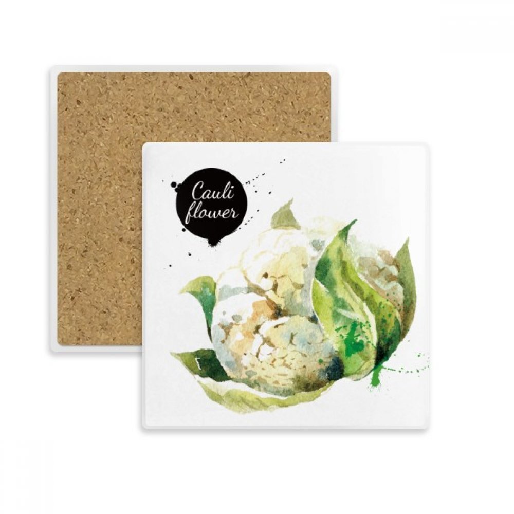 Choux-Fleurs Dessous de Verre Carré en Pierre Absorbant pour Verres et Tasses