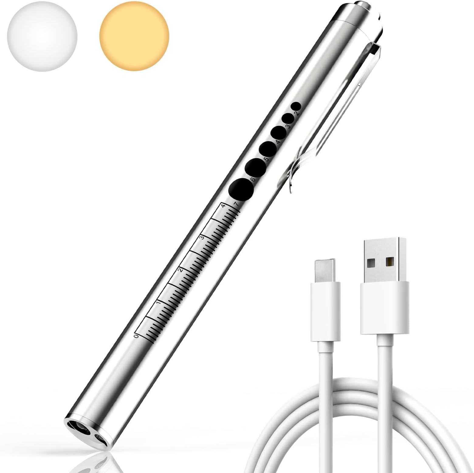 RISEMART Pen Light for Nurse, Rechargeable LED Medical Pen Light, Warm&White Light