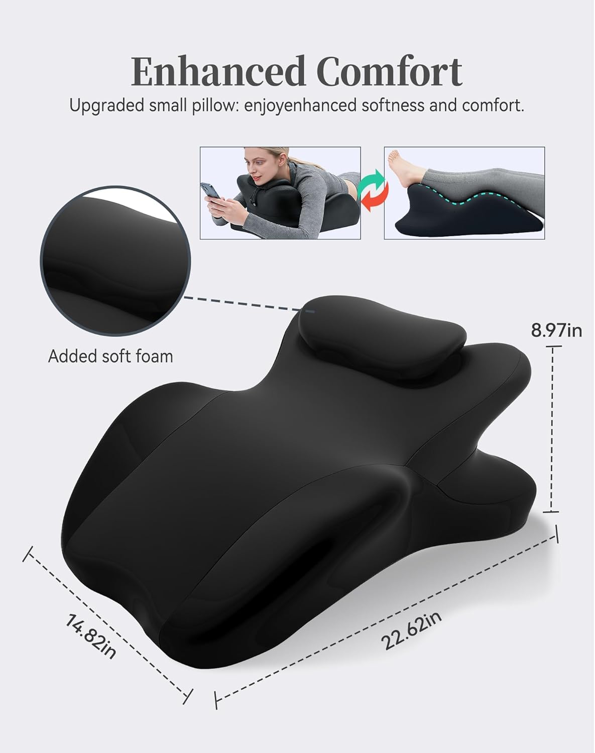 Memory Foam Wedge Pillow for Couples Intimacy, 27 Degree Ergonomic Sex Position Pillow Cushion Sweet Spot Pillow for Bed, Back Support, Ideal for Waist, Neck, and Multi-Position Comfort - Black
