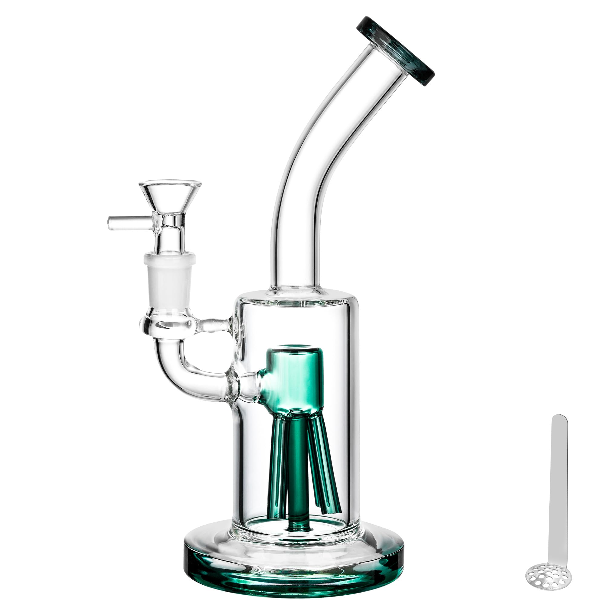 Chillbong 22cm Glasbong avec filtre Octopus, bol de 14,5 mm, Poids 500g, verre résistant artisanal, tuyau de récipient de filtrage - Lake Green