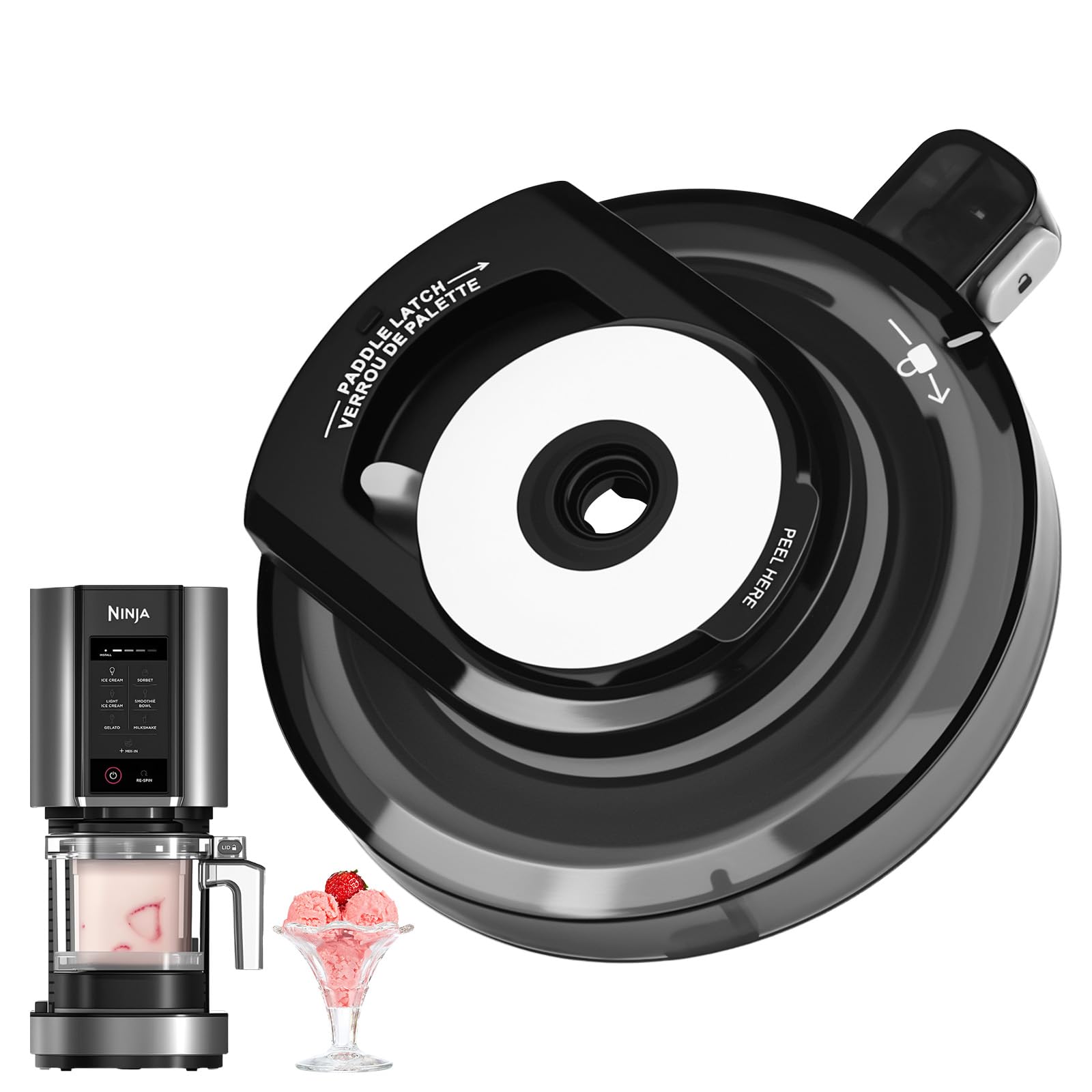 Replacement Lid for Ninja Creami NC300, Ice Maker Outer Shell Cover, Reusable Replacement Lid Accessories, Compatible with Ninja NC301/NC300/NC299AMZ Series, Ninja Creami Accessories