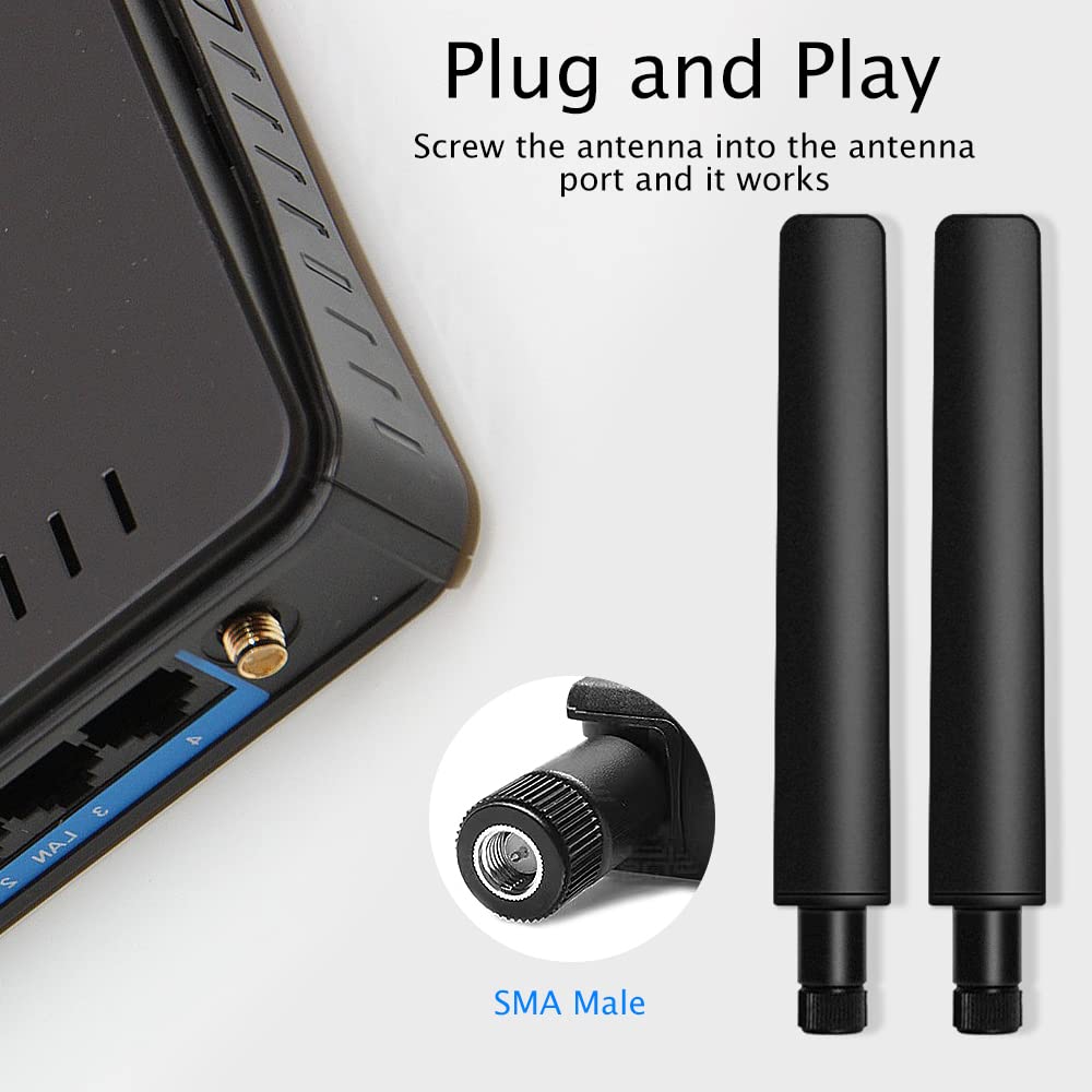Lot De 2 Antennes 5G LTE 12 DBi - Amplificateur Signal 4G SMA Omnidirectional 600-6000 MHz Pour Routeur