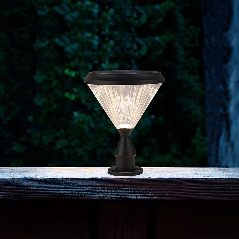 Solarna zewnętrzna lampa słupkowa, aluminiowy korpus z kloszem PC, wodoodporna lampa kolumnowa LED do podjazdu do bramy ogrodowej, automatyczne włączanie/wyłączanie od zmierzchu do świtu