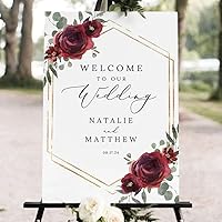 Vista 19 de Letrero de bienvenida de boda personalizado, letrero de boda personalizado con nombres y fecha, elegante tablero de bienvenida minimalista