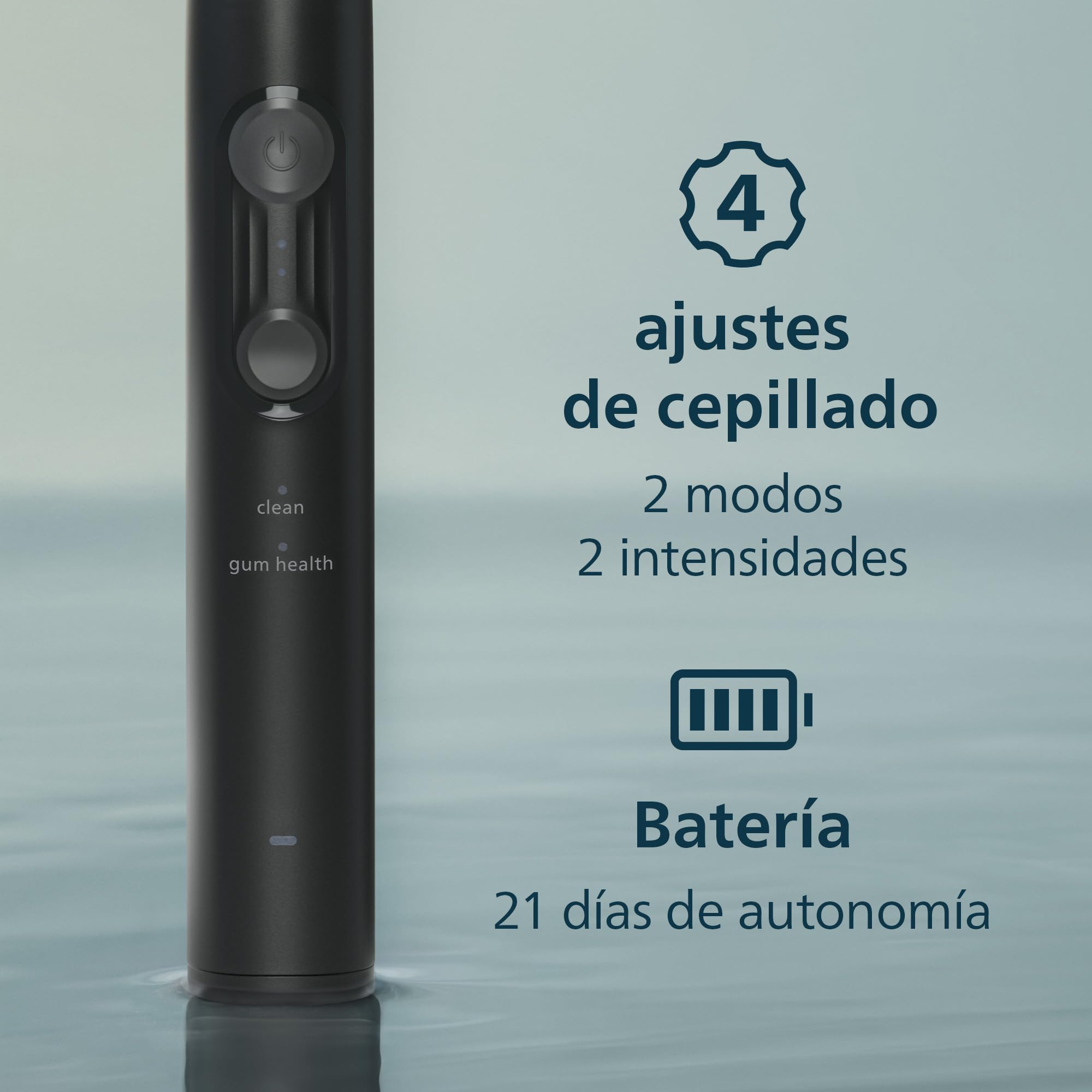 Philips Sonicare Serie 4100 - Cepillo dental sónico con sensor de presión, 4 ajustes de cepillado, función EasyStart, SmarTimer, autonomía de 21 días, estuche, negro, HX4046/52, [Nuevo]