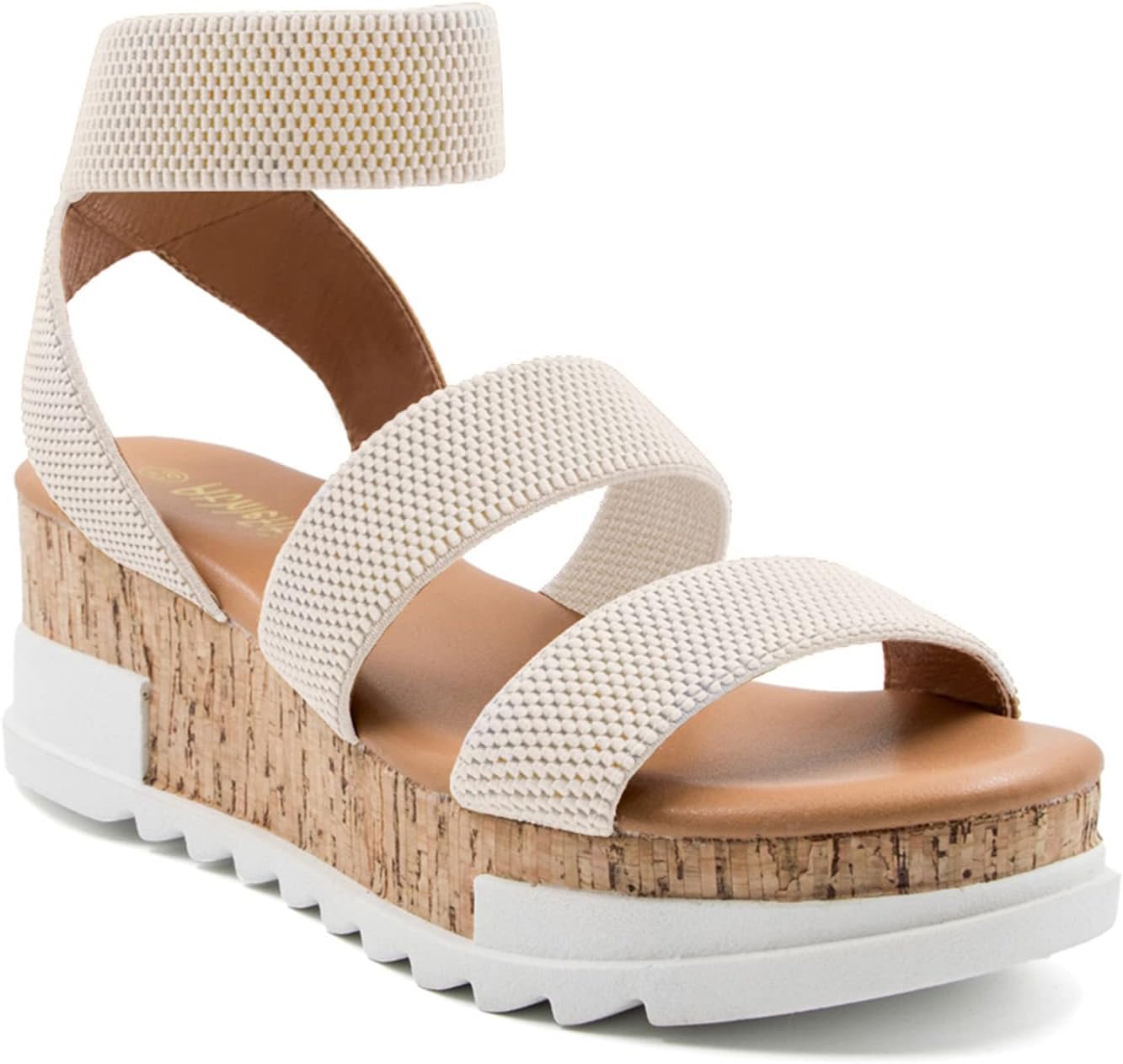Athlefit Women’s Wedge Sandals Cork Elastic Strap Platform Sandals