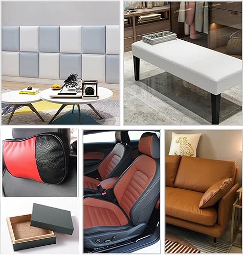 Miniatura 7 de GAMAXX Cinta de reparación de cuero kit de parches de reparación de cuero 19 x 54 pulgadas vinilo de textura Litchi parche de cuero autoadhesivo