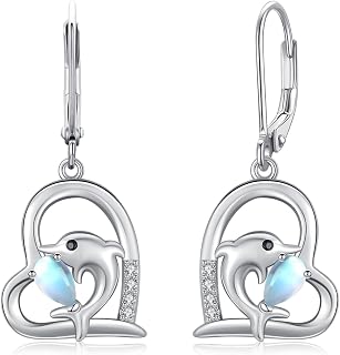 Eulen/Pferd/Waschbär/Fuchs/Katze Ohrringe 925 Sterling Silber Herz Hängend Roségold/Schwarz - Hypoallergener Schmuck Geschenk für Mädchen, Damen, Ehefrau, Frauen, Kinder