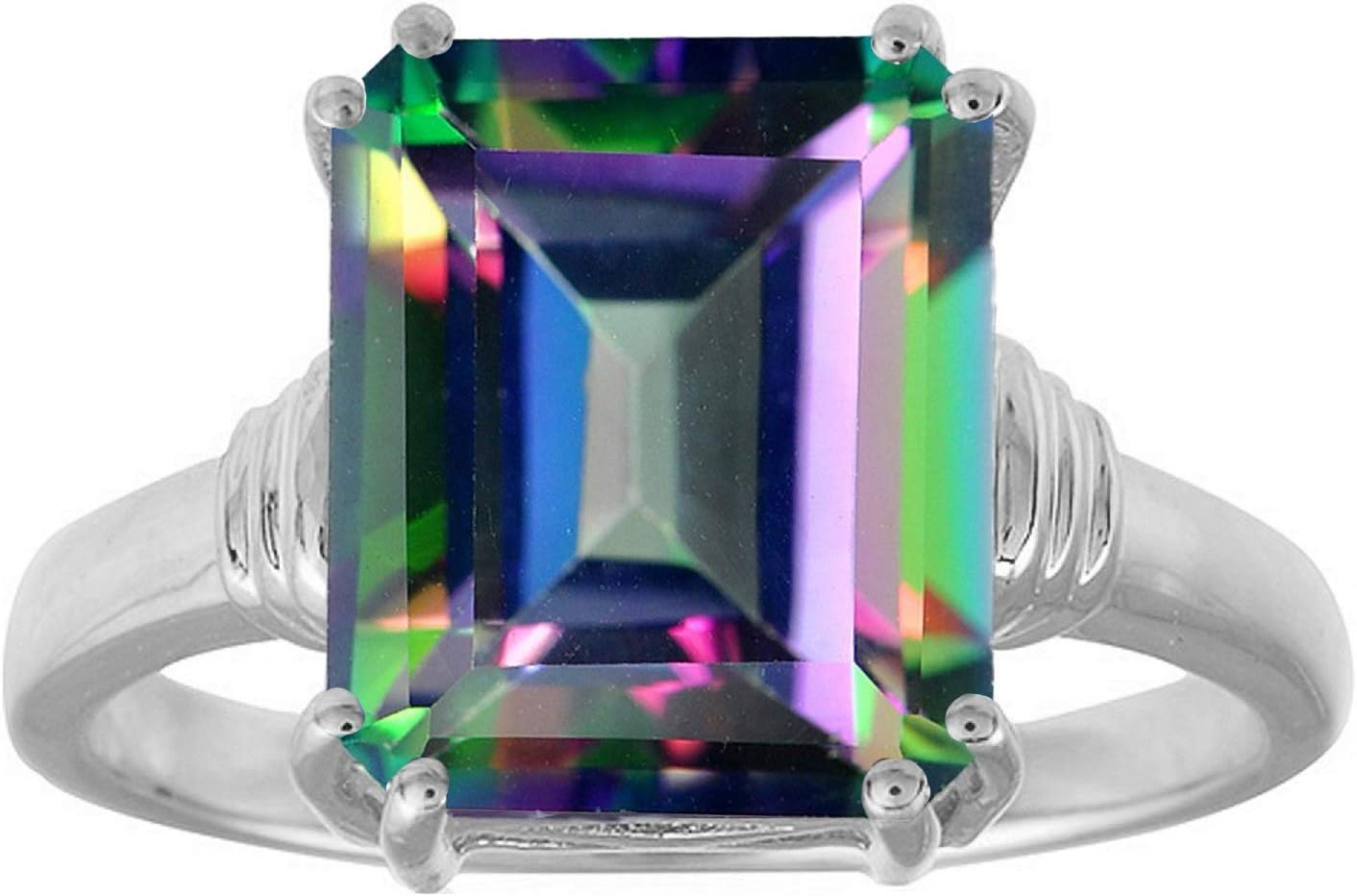 925 Sterling Silver with Natural 5.71 CT Mystic Topaz Solitaire Engagement Ring for Women's, December Birthstone Wedding Gift Ring
