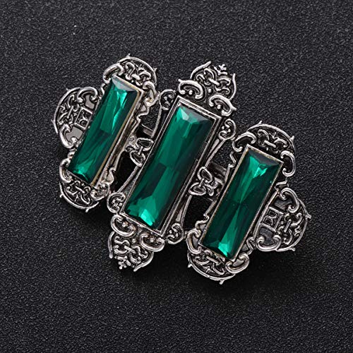 Minkissy Retro Hair Clip Metal Rhinestone Hairpin Celtic Hair Clips Viking Hair Accessories for Women Girls (Silver and Green) - Image 3
