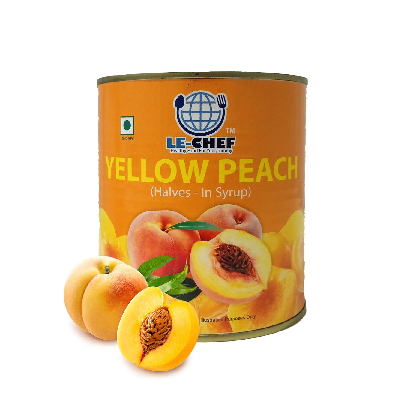 LE-CHEF Yellow Peach Halves in Syrup | Juicy Canned Peaches for