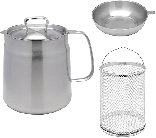 Fenteer Olla de acero inoxidable para freidora, cesta antiadherente para papas fritas, olla pequeña para anillos de cebolla, restaurante, picnic,