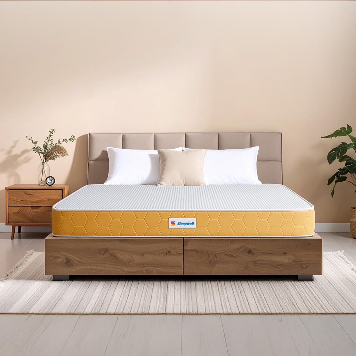 Sleepwell Dual 5 Inch Mattress | Double Size Bed Mattress | Dual Reversible Comfort | Relieving Pressure | Neem Fresche | Knitted Fabric | Soft & Firm | Anti-Microbial | 72x48x5 | 10 Years Warranty