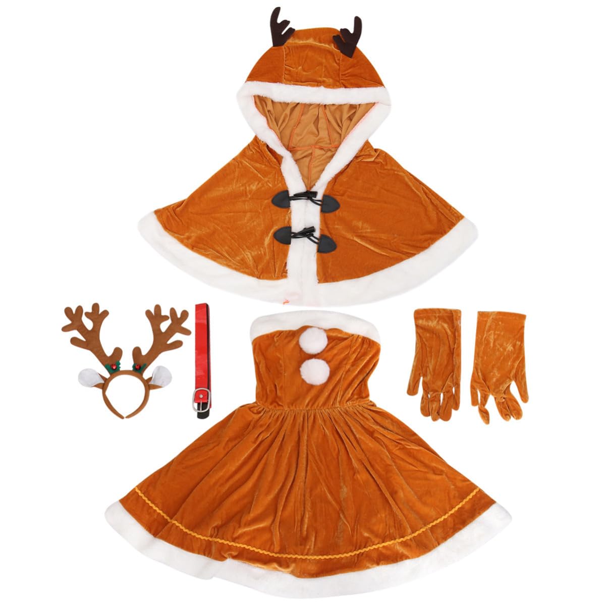 Beavorty Disfraz de Poliéster para Niña Vestido Rojo de Cosplay Navideño Tela Cómoda y Cálida Adecuado para Fiesta y Ambiente Navideño Fiesta Ambiente