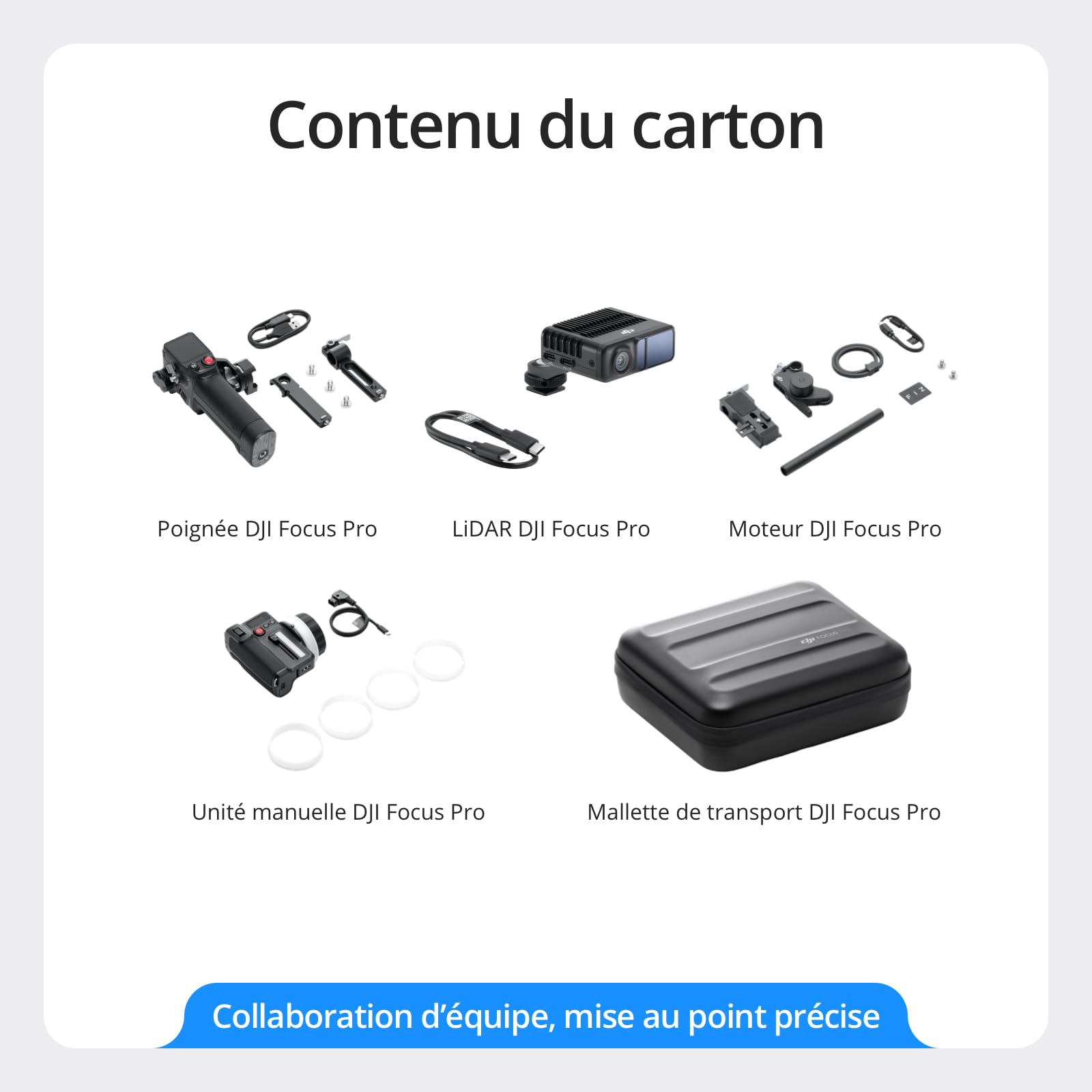 Bundle Tout-en-Un DJI Focus Pro, Système de Contrôle AMF de l’Objectif, Mise au Point sur Sujet à 20 mètres, 76 800 pt Mesure LiDAR, Reconnaissance IA, Contrôle FIZ de l’Objectif avec Unité Manuelle