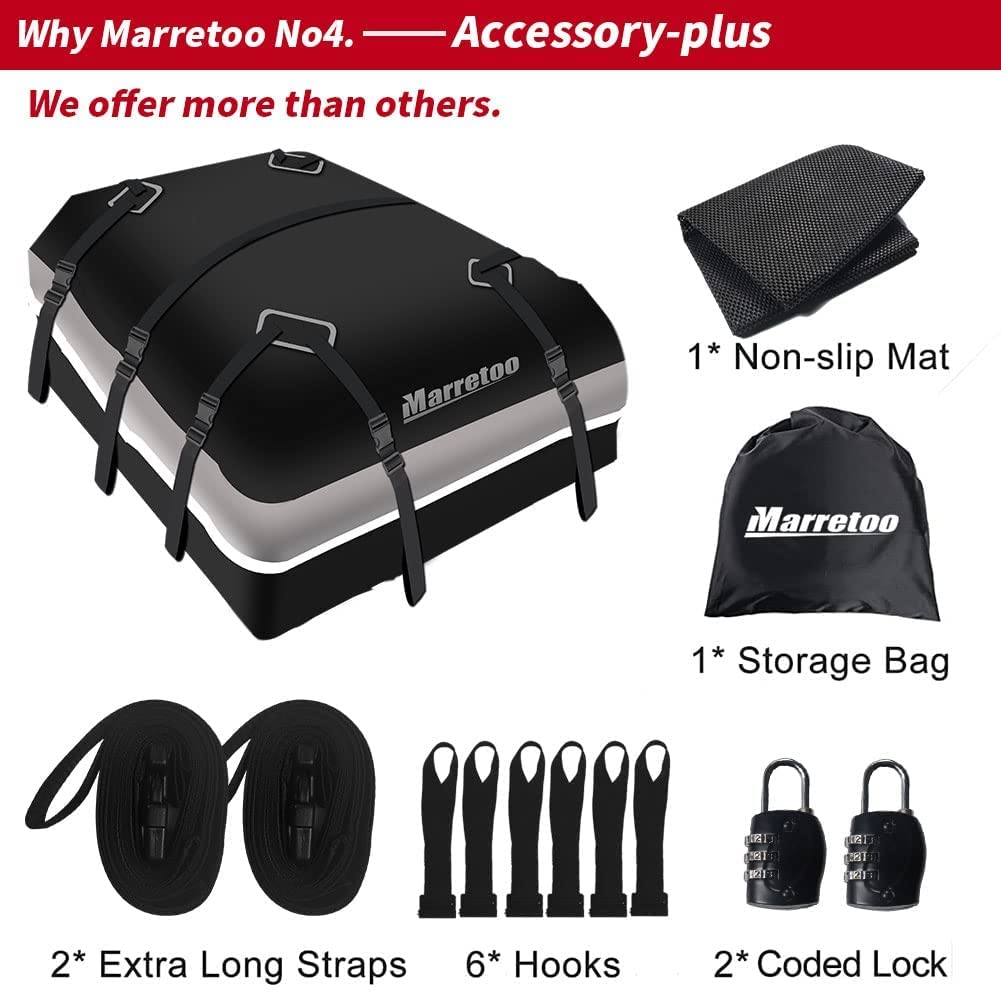 21 Kubikfuß Auto Dachbox Faltbare Wasserdicht Dachtasche Gepäckbox Tasche Aufbewahrungsbox mit a Antirutschmatte, für Fahrzeuge mit/ohne Gepäckträger Gepäcktransport, Vans, SUVs, Black