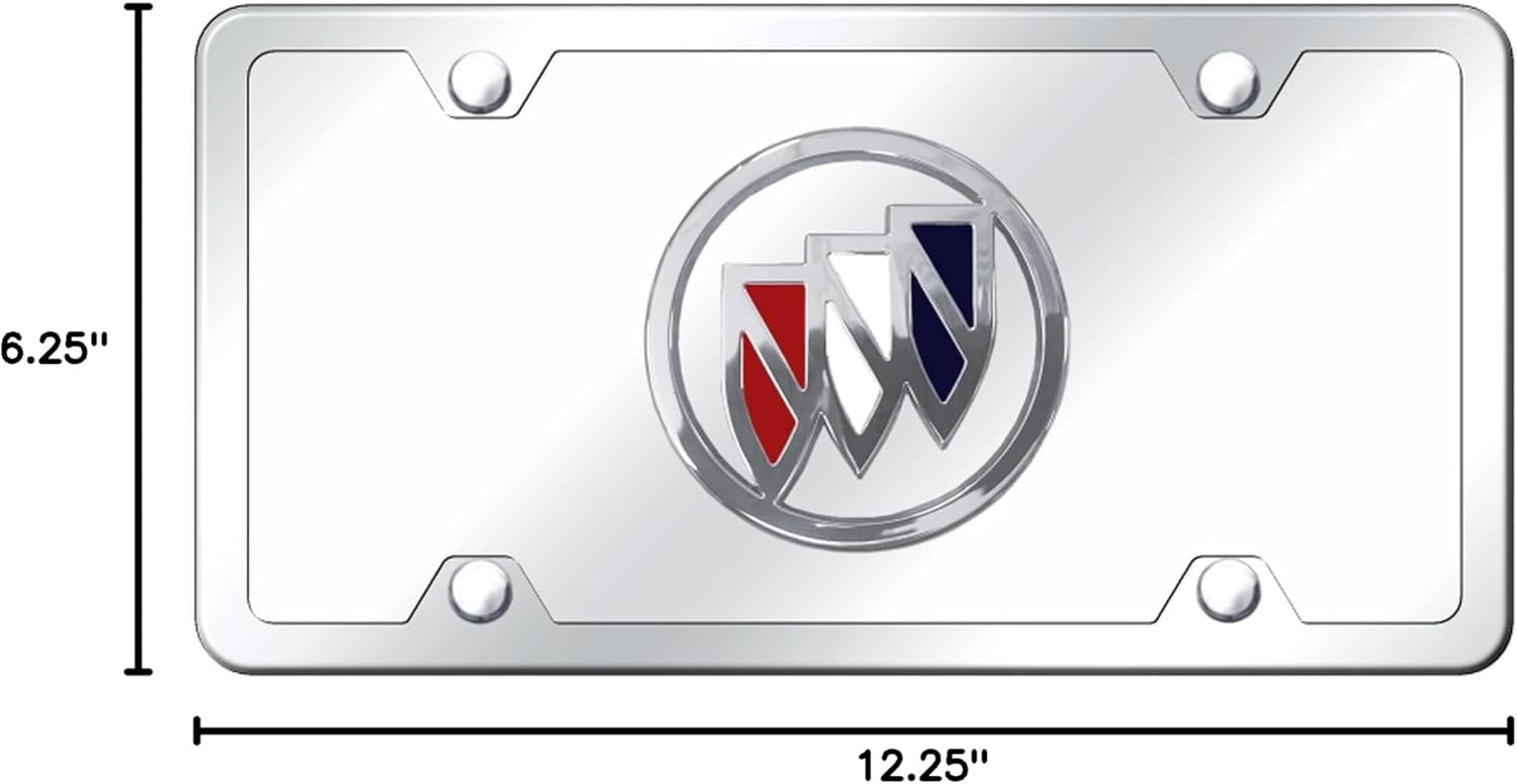 Au-TOMOTIVE GOLD Logo License Plate Kit for Buick (Chrome on Mirrored)