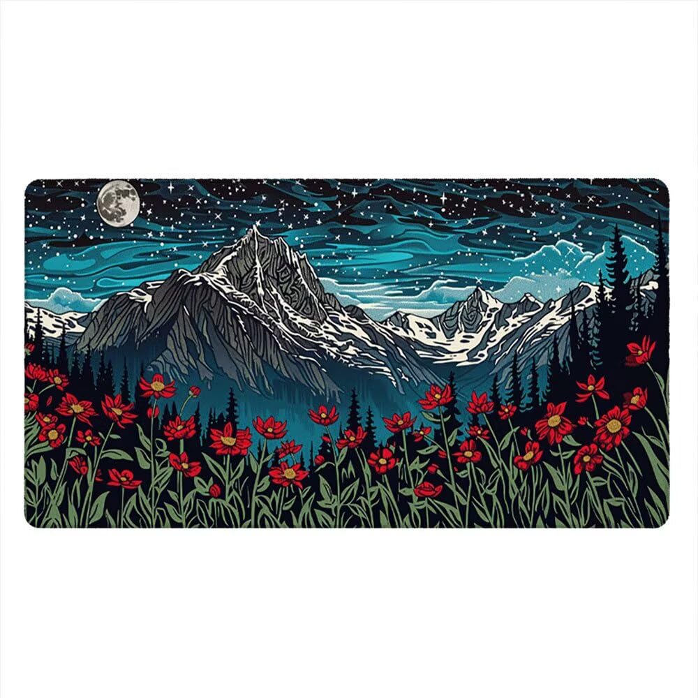 Grand Tapis de Souris Jeu XXL 1200x600x3mm avec Bords Cousus, Base en Caoutchouc Naturel antidérapant Durable, Tapis de Clavier Lavable, Les Jeux, la Maison Le Bureau, Montagnes éToiléEs xR6-846