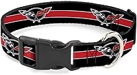 Vista 1 de Collar de perro Clip de plástico Corbeta C5 Logo Stripe Negro Blanco Rojo Gris Repetir 11 a 17 pulgadas 1.0 pulgadas de ancho