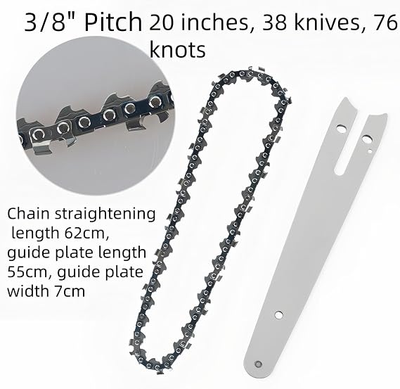 20-Inch Chainsaw Chain 3/8 Pitch .050 Gauge 76DL - Professional Hardened Carbide Steel, Low Vibration & Anti-Rust - Ultra-Sharp, Long-Lasting, Smooth Cutting for Wood, Firewood, Logging