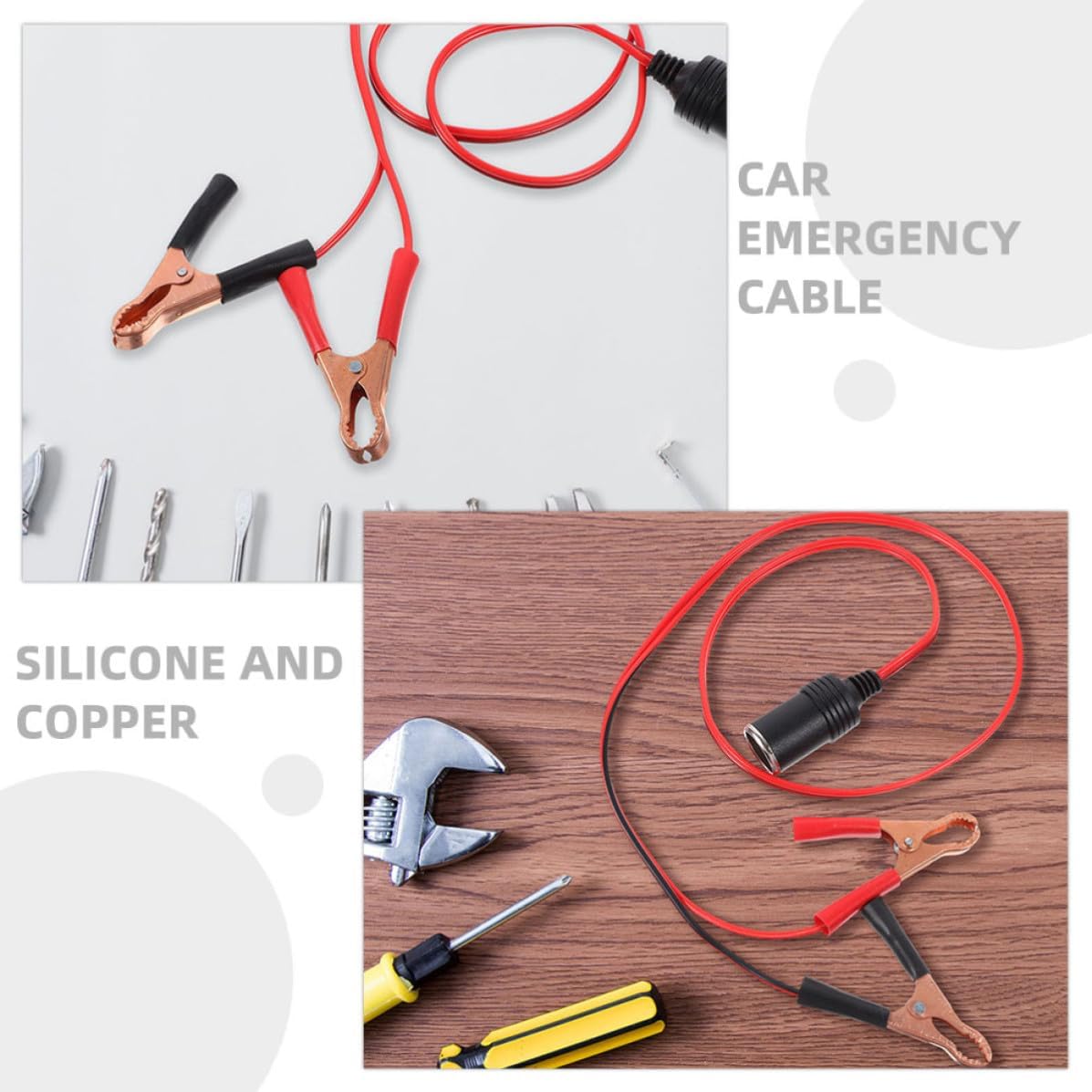 SHINEOFI Heavy Duty Car Battery Jumper Cables with Clip Design for Jump Starting Electric Vehicles and Cars, Large Power Capacity Silicone and Copper Wire, 1 Meter Length for Emergency Use